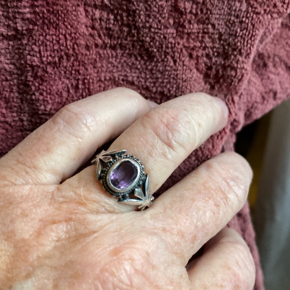 Amethyst and sterling silver ring vintage